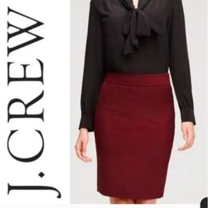 J Crew Burgundy/Wine Lined Wool Pencil Skirt